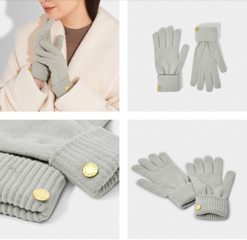 KNITTED GLOVES, Color: Cool Grey