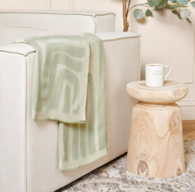 HOME BLANKET, Color: Sage Green/ Off White