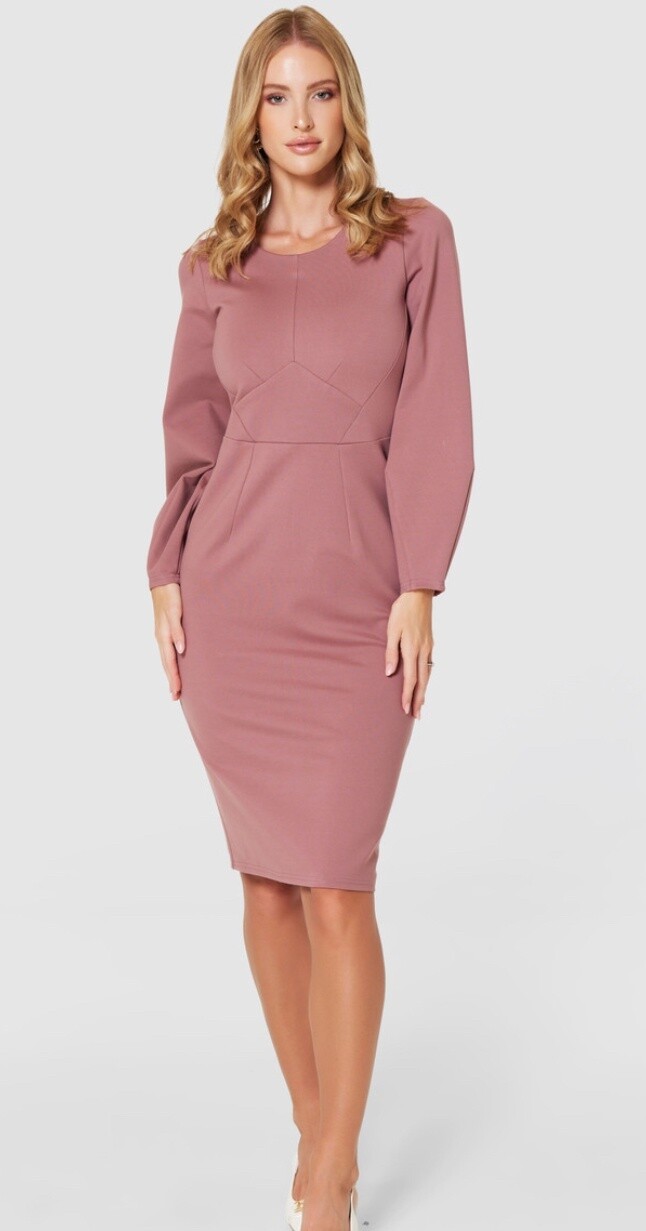 Bodycon Midi Dress, Color: Dark rose, Size: 8