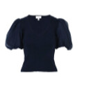 Barra Mixed Knit Top, Size: XS, Color: Navy