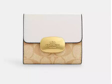 Eliza Wallet In Signature Canvas, Color: Gold/Lt Khaki Chalk