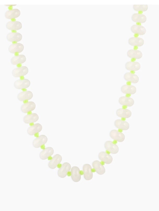 Palma Necklace, Color: Gold / White Chalcedony