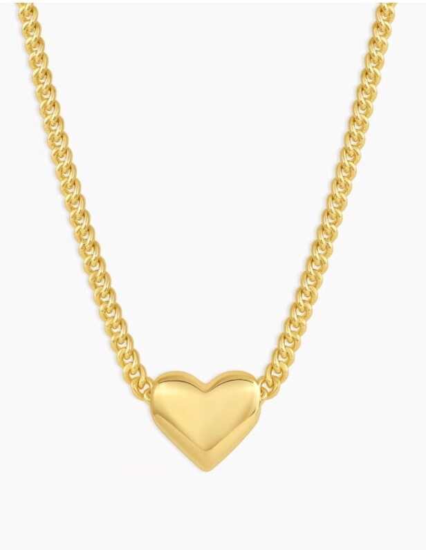 Lou Heart Charm Necklace, Color: Gold