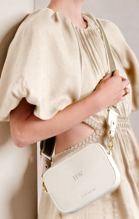 ZANA MINI CROSSBODY BAG WITH CANVAS STRAP, Color: Off White