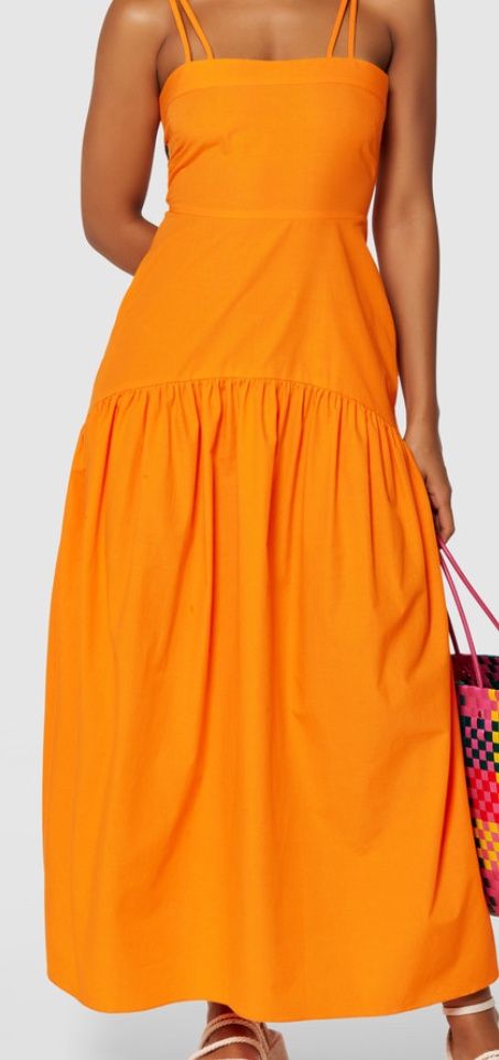 Orange Spaghetti Strap Dress, Color: Orange, Size: 8