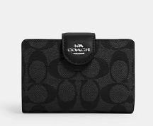 Medium Corner Zip Wallet, Color: Silver/Graphite Black