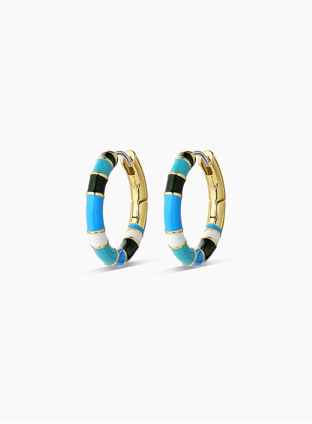 Gigi Enamel Stripe Hoops (Laguna)
