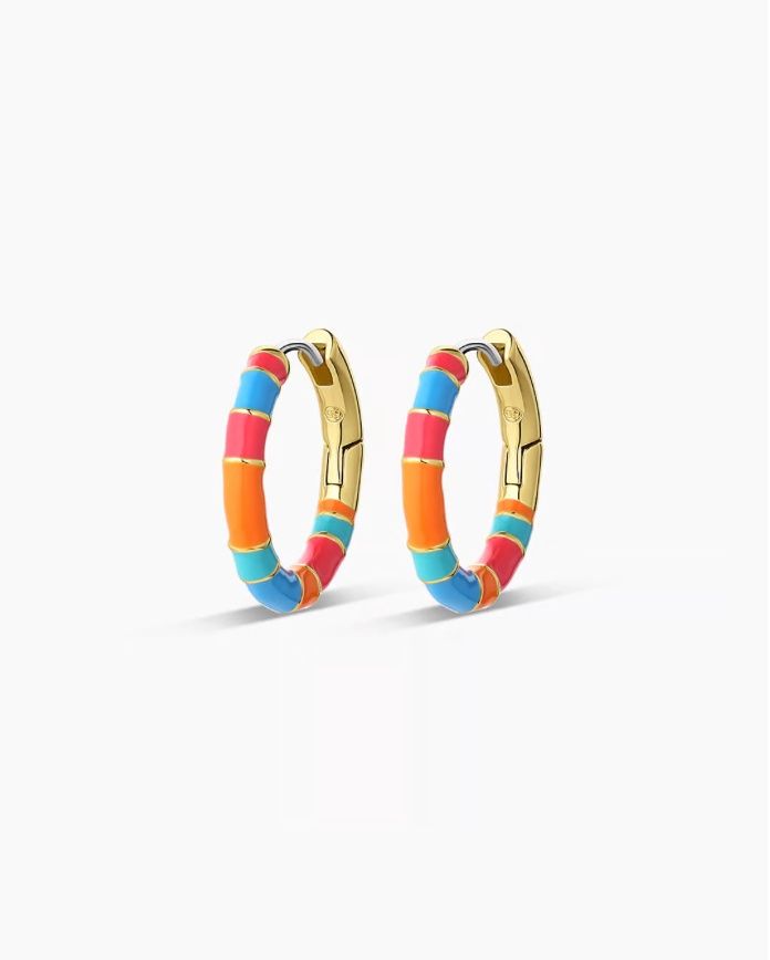 Gigi Enamel Stripe Hoops (Miami)