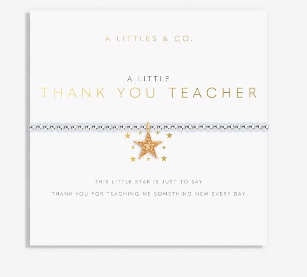 A Little 'Thank You Teacher Star' Bracelet in Silver Plating