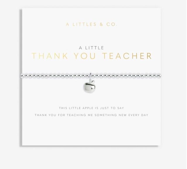 A Little 'Thank You Teacher Apple' Bracelet in Silver Plating