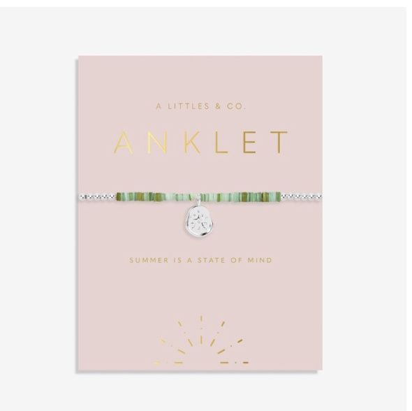 Anklet Green Shell Star in Silver Plating