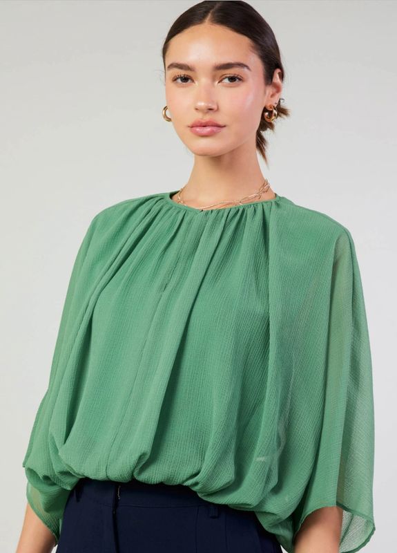 DOLMAN SLEEVE SPLIT NECK TOP