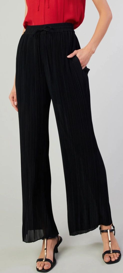 PLEATED DETAIL PULL OVER PANTS, Size: XS, Color: Black