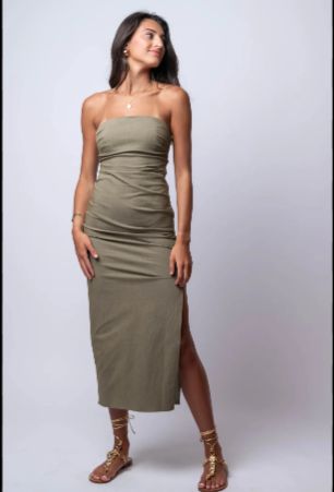 Naomi Strapless Dress, Size: XS, Color: Olive