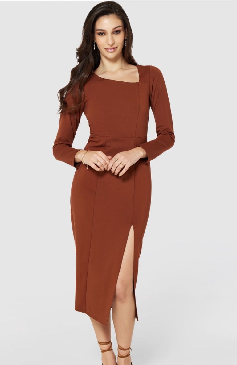 Bodycon Dress, Size: 8, Color: Light Brown