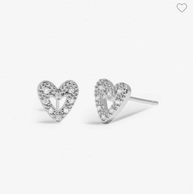 Mini Charms Pavé Offset Heart Earrings In Silver Plating