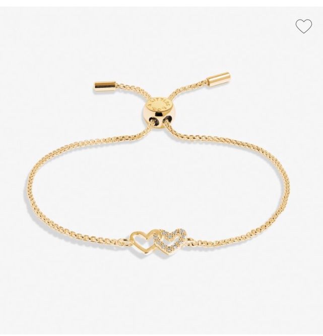 Mini Charms Pavé Linked Hearts Bracelet In Gold-Tone Plating