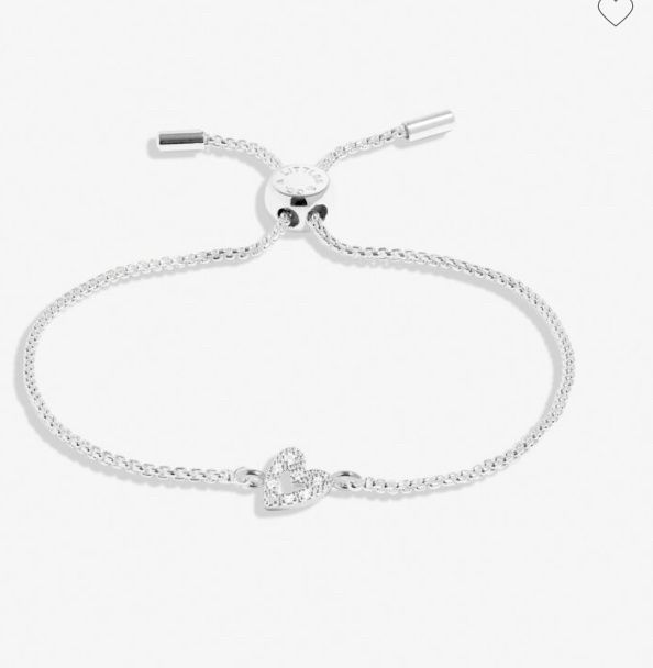 Mini Charms Pavé Offset Heart Bracelet In Silver Plating
