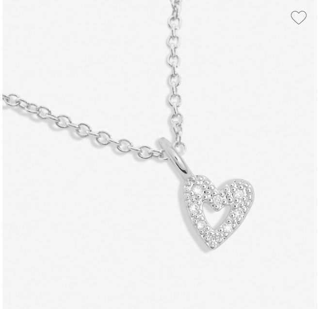 Mini Charms Pavé Offset Heart Necklace In Silver Plating