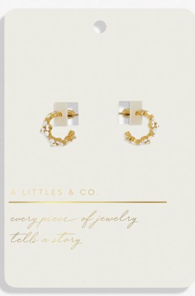 Style Stories Pavé Clover Hoop Earrings In Gold-Tone Plating
