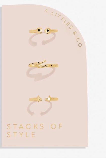 Stacks Of Style Set Of 3 Rings In Gold Gem And Gold-Tone Plating