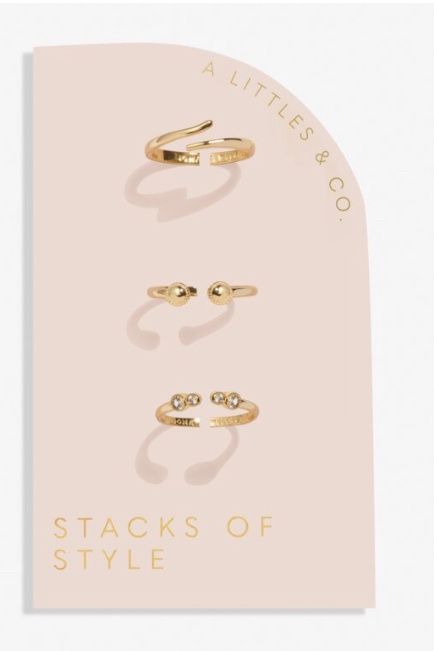 Stacks Of Style Set Of 3 Round Rings In Cubic Zirconia And Gold-Tone Plating