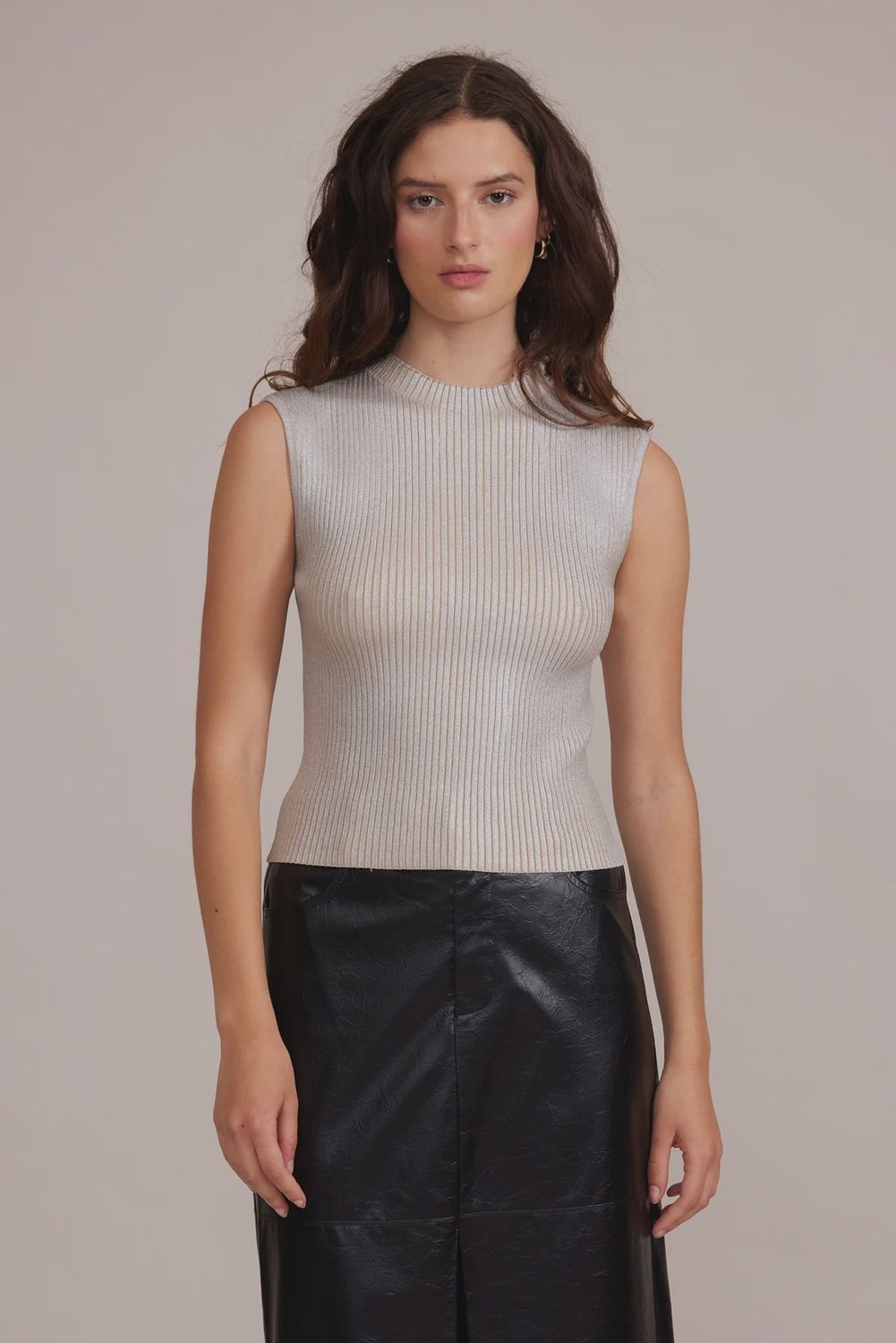 MILLER MOCKNECK TOP, Size: XS, Color: Silver