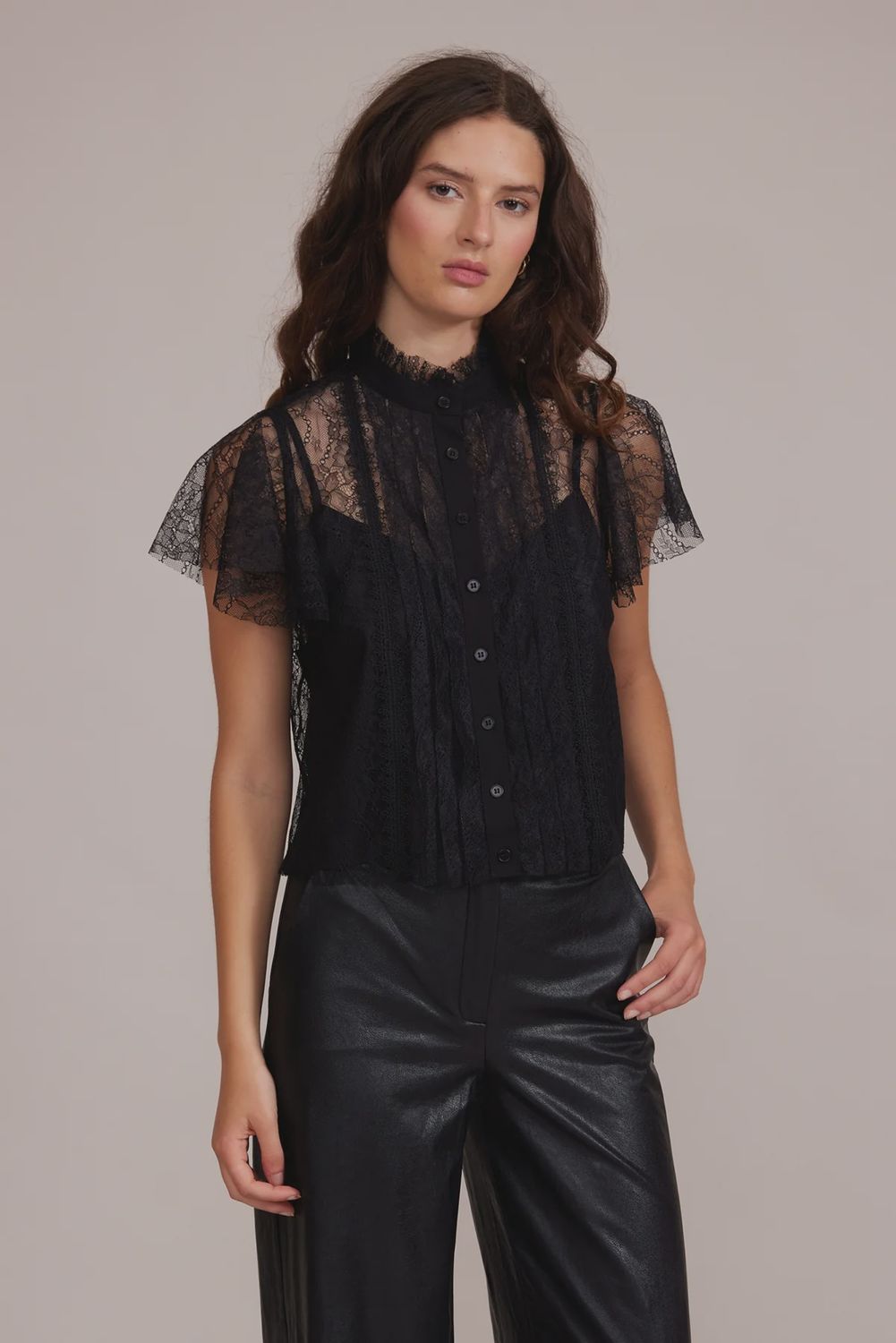 DUTCHESS LACE TOP, Size: XS, Color: Black