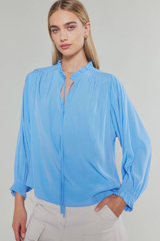 3/4 DOLMAN SLEEVE SPLIT NECK BLOUSE