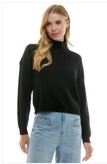 Cropped Boxy Sweater, Size: S, Color: Black