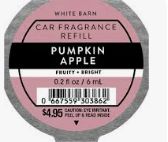 Pumpkin Apple Car Scent Refill