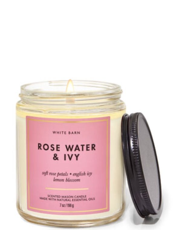Rose Water &amp; Ivy Candle, Size: Medium Single Wick