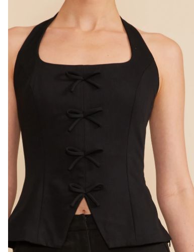 Clementine Halter Vest, Size: XS, Color: Black