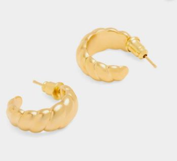 HARPER TWIST HOOP EARRINGS, Color: Gold Coated