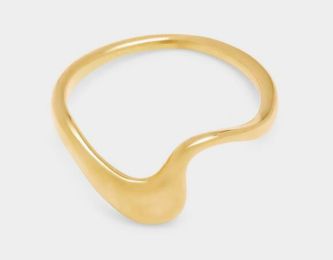 MARINA WAVE RING, Color: Gold Coated, Size: Small