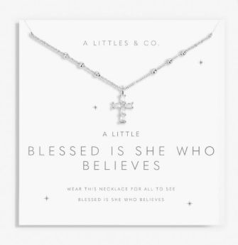 A LITTLE BLESSED IS SHE WHO BELIEVES Necklace, Color: Silver Plated