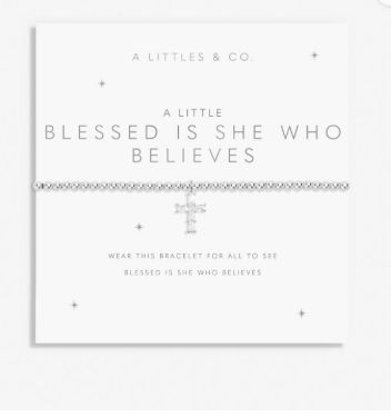 A LITTLE BLESSED IS SHE WHO BELIEVES Bracelet, Color: Silver Plated