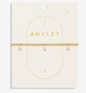 THREE PEARL Anklets, Color: Gold-Tone Plated
