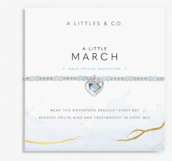 BIRTHSTONE A LITTLE MARCH AQUA CRYSTAL Bracelet, Color: Silver Plated