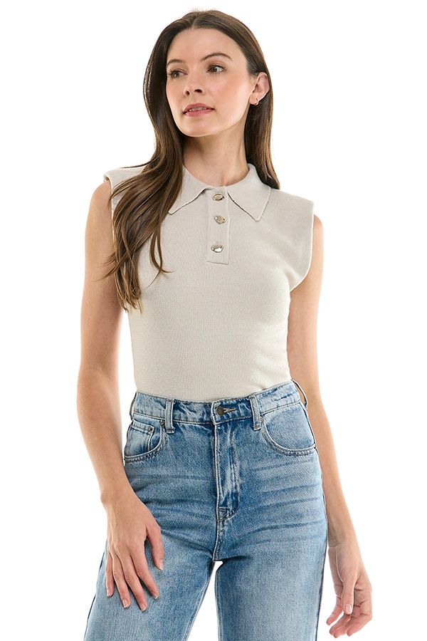Shoulder Muscle Tank, Size: S, Color: Pale Grey