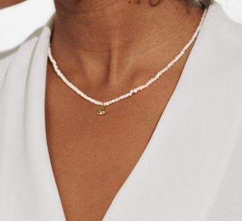 MINI CHARMS CULTURED FRESHWATER MATTE PEARL HEART Necklace
