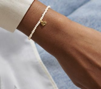 MINI CHARMS CULTURED FRESHWATER MATTE PEARL HEART Bracelet