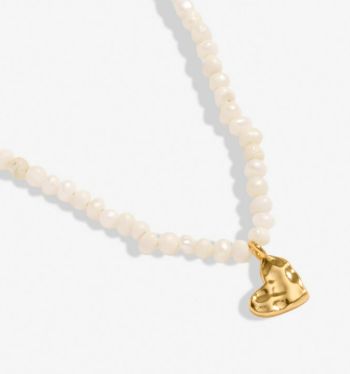 MINI CHARMS CULTURED FRESHWATER MATTE PEARL HEART Necklace, Color: Gold-Tone Plated