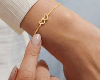 MINI CHARMS PAVE LINKED HEARTS Bracelet