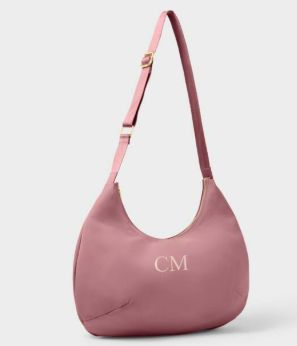 NYLON-LUXE SLING SHOULDER BAG, Color: Deep Rose