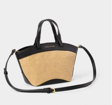 RIVIERA RAFFIA MINI TOTE BAG, Color: Raffia/Black