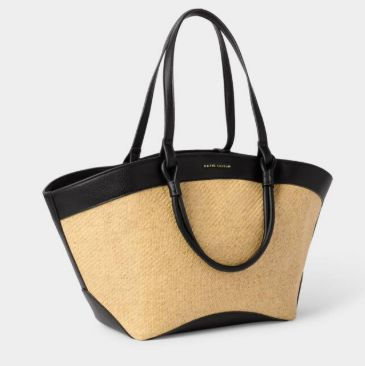 RIVIERA RAFFIA TOTE BAG, Color: Raffia / Black