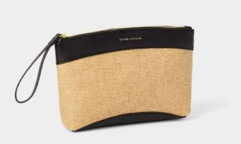 RIVIERA RAFFIA WRISTLET CLUTCH, Color: Raffia/Black