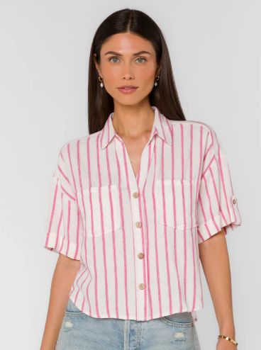 Brandon Top, Color: Fuschia Stripe, Size: XS