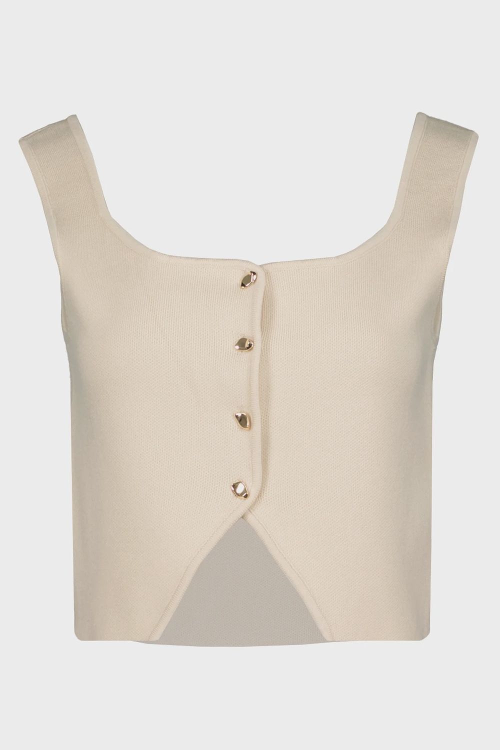 MARA BUTTON DOWN TANK, Color: Natural, Size: XS